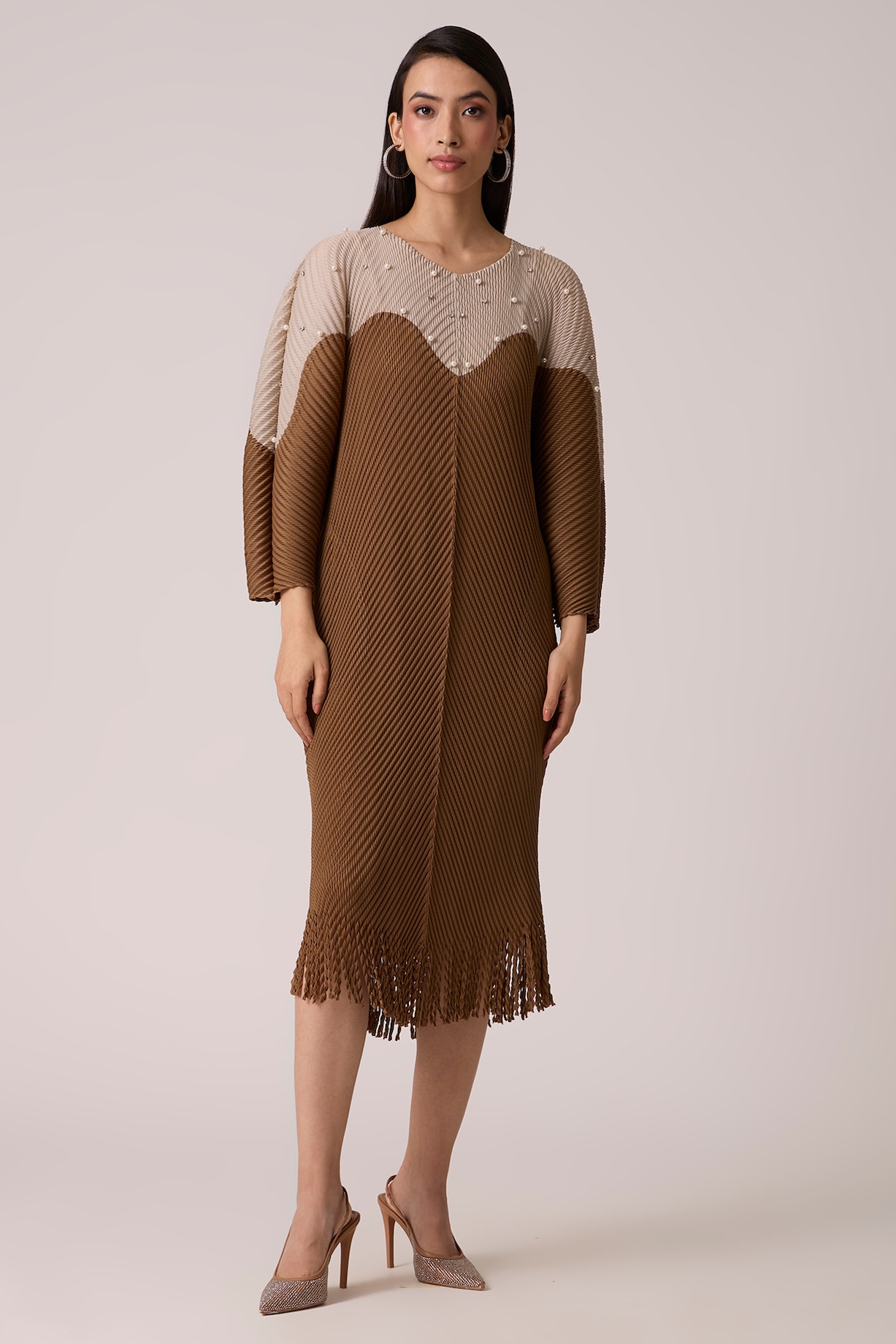 polyester pleated dress Baltic Born Womens Prim Pleated Dress | Black Print