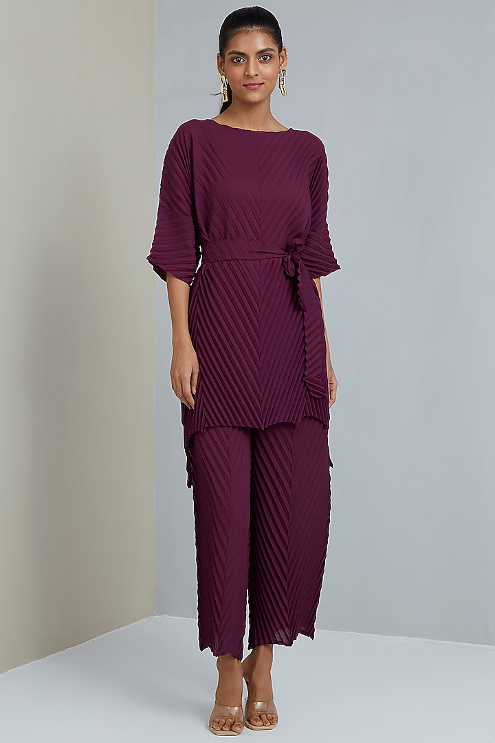 Grape Purple Polyester Co-Ord Set by Scarlet Sage at Pernia's Pop Up Shop