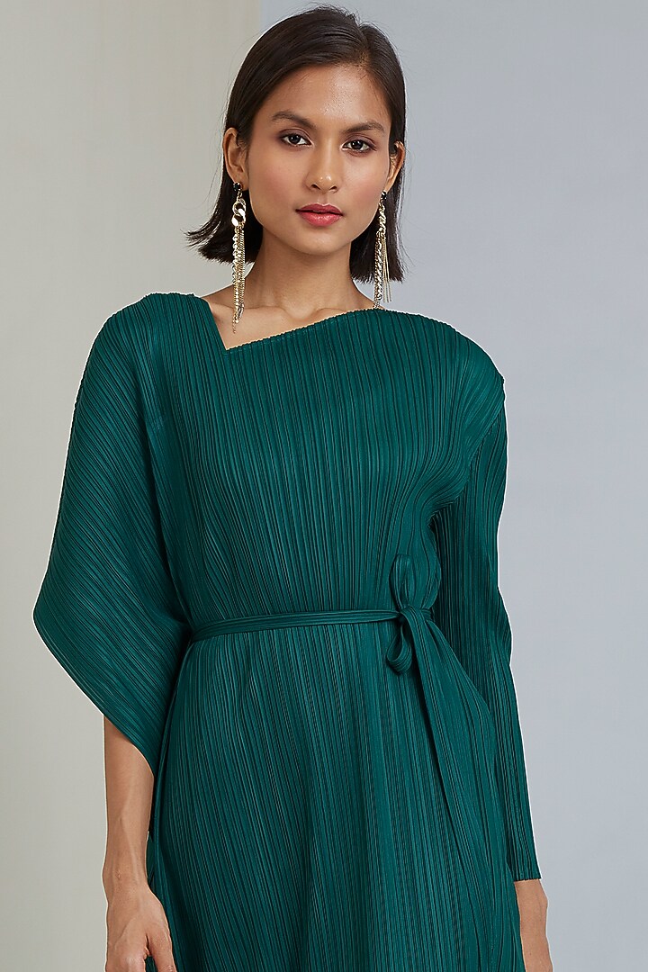 Deep Green Polyester Midi Dress by Scarlet Sage at Pernia's Pop Up Shop 2026