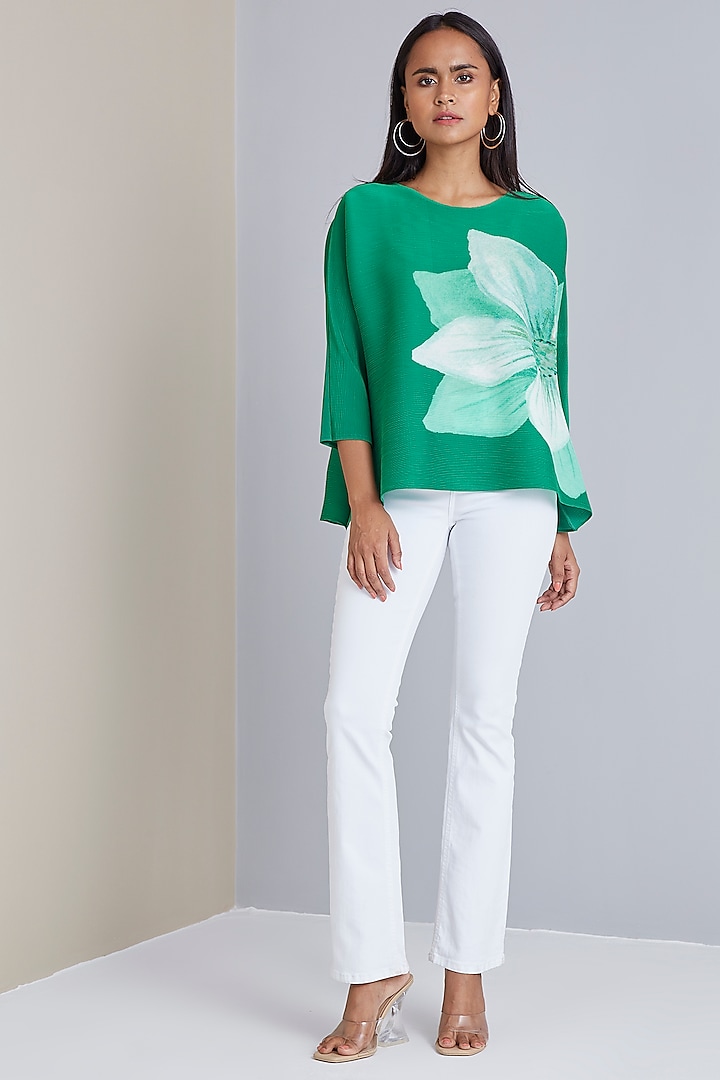 Bright Green Printed Top by Scarlet Sage at Pernia's Pop Up Shop