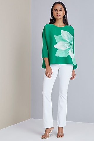 Bright Green Printed Top by Scarlet Sage