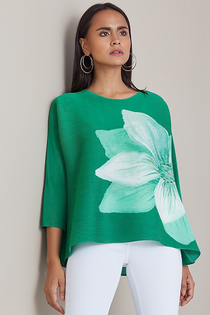 Bright Green Printed Top by Scarlet Sage at Pernia's Pop Up Shop