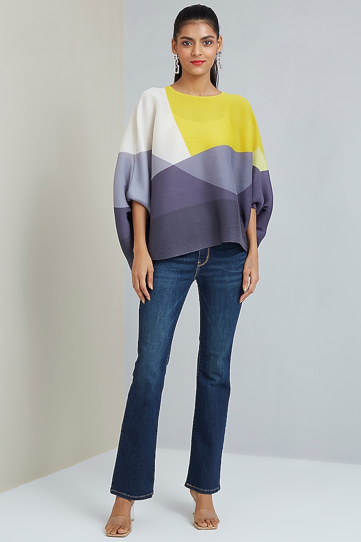Yellow Color-Blocked Top by Scarlet Sage