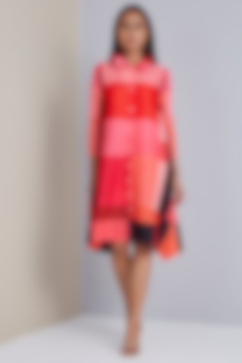 Red Polyester Printed Summer Dress by Scarlet Sage at Pernia's Pop Up Shop