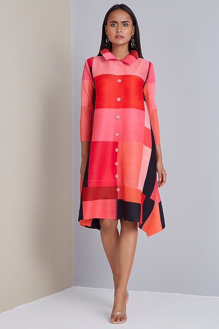 Red Polyester Printed Summer Dress by Scarlet Sage at Pernia's Pop Up Shop