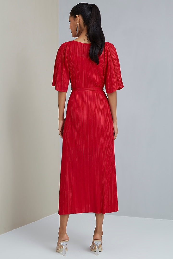 Red Polyester A-Line Summer Dress by Scarlet Sage at Pernia's Pop Up Shop