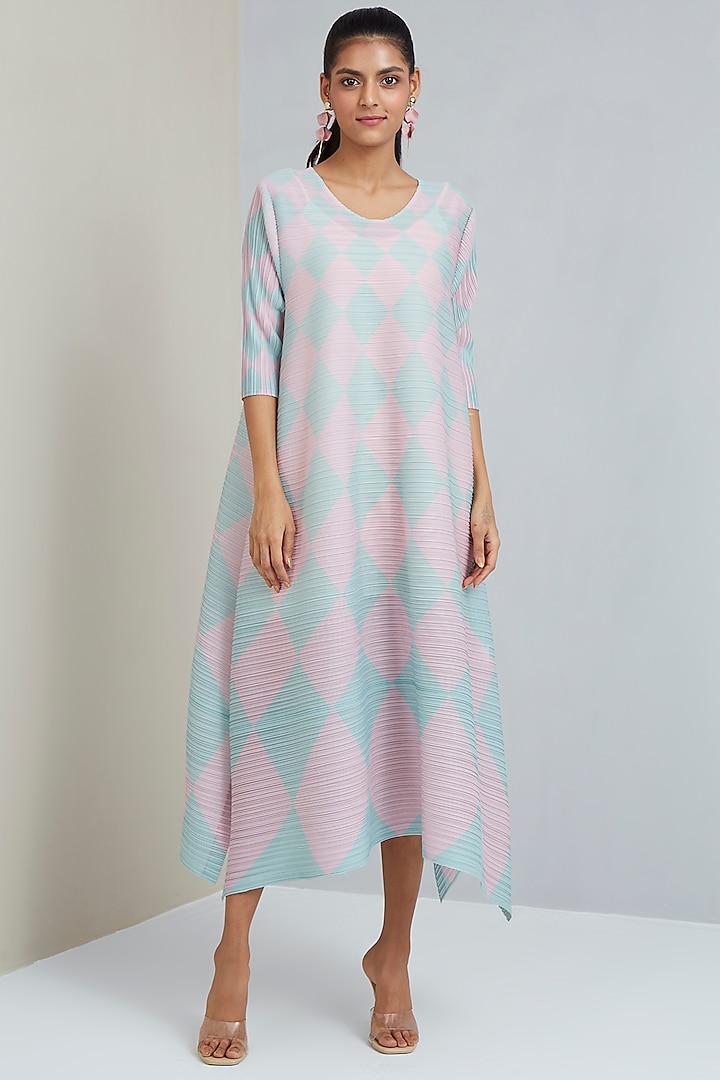 Mint & Nude Pink Printed Dress by Scarlet Sage at Pernia's Pop Up Shop