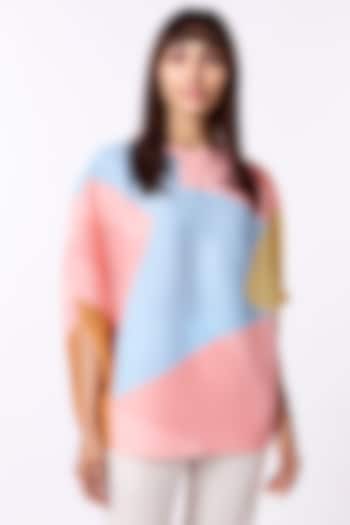Peach Polyester Color Blocked Top by Scarlet Sage at Pernia's Pop Up Shop