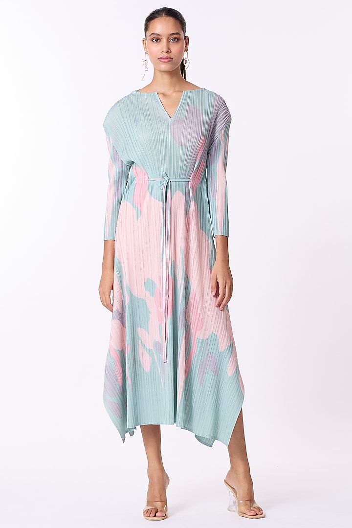 Mint Polyester Printed Dress by Scarlet Sage