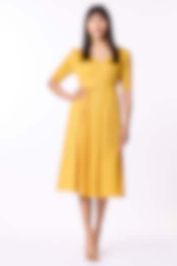 Yellow Polyester A-Line Summer Dress by Scarlet Sage at Pernia's Pop Up Shop