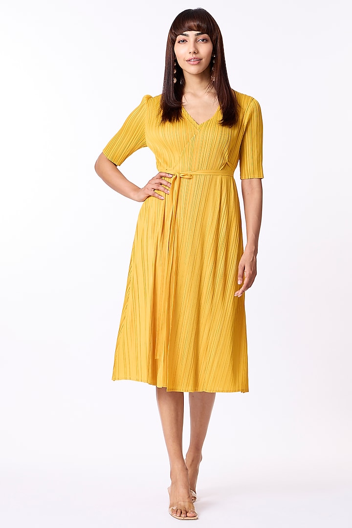 Yellow Polyester A-Line Summer Dress by Scarlet Sage at Pernia's Pop Up Shop
