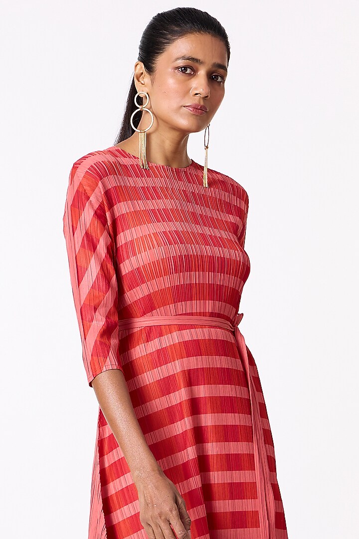 Orange-Red Polyester Printed A-Line Summer Dress by Scarlet Sage at Pernia's Pop Up Shop