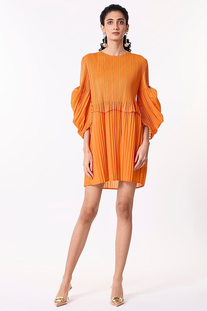 Orange Polyester Mini Dress by Scarlet Sage