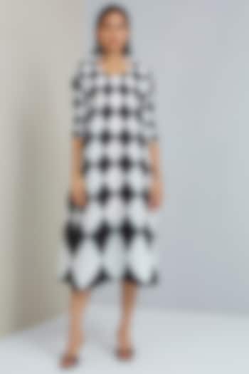 Black & White Polyester Printed A-Line Summer Dress by Scarlet Sage at Pernia's Pop Up Shop