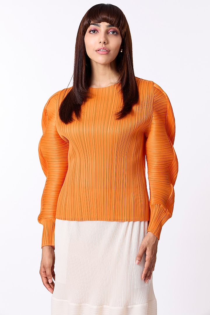 Orange Polyester Top by Scarlet Sage at Pernia's Pop Up Shop