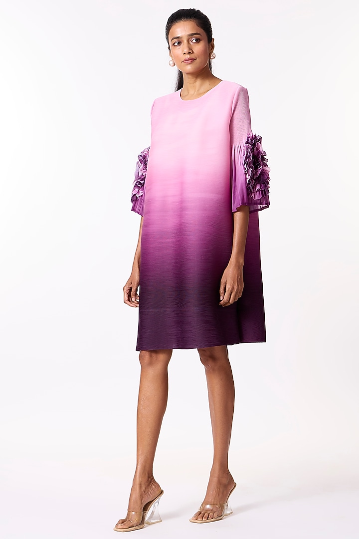 Purple Ombre Polyester Embellished A-Line Summer Dress by Scarlet Sage at Pernia's Pop Up Shop