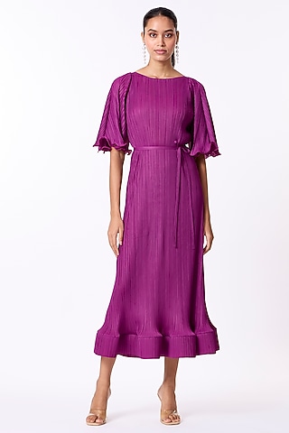 Magenta-Purple Polyester A-Line Dress by Scarlet Sage