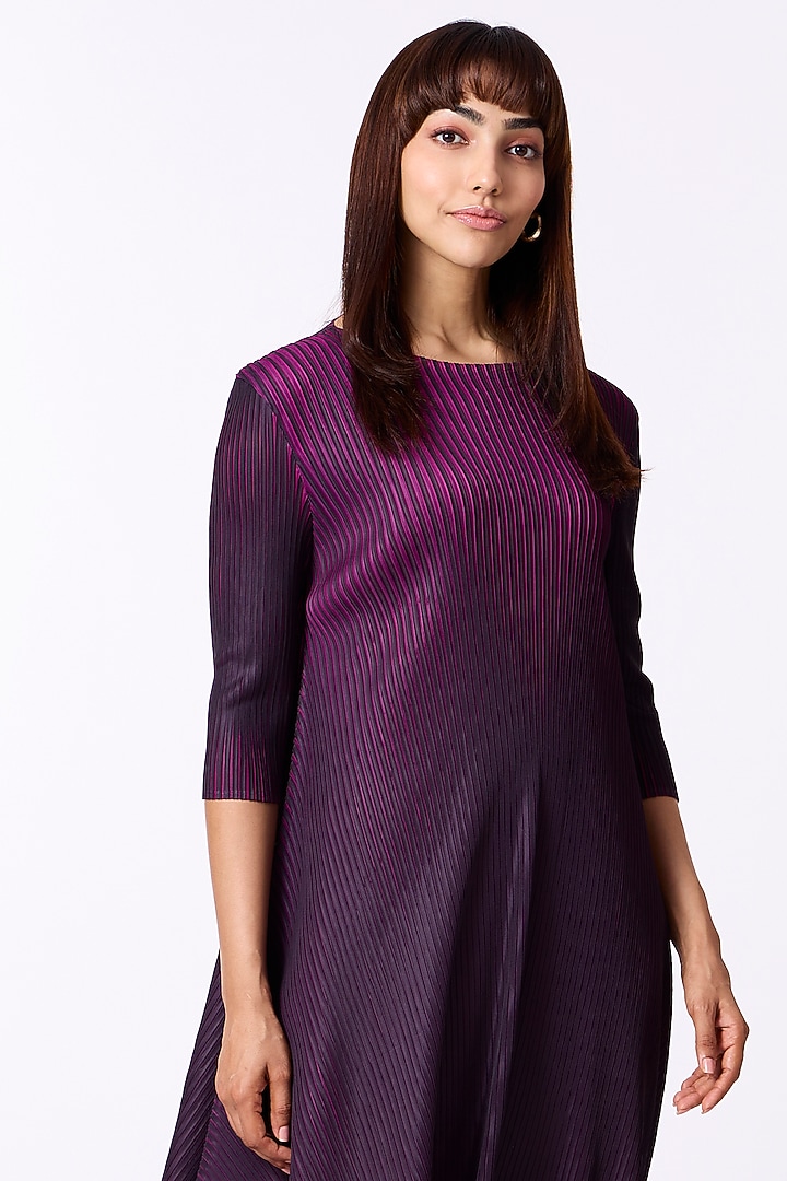 Magenta & Black Polyester A-Line Summer Dress by Scarlet Sage at Pernia's Pop Up Shop