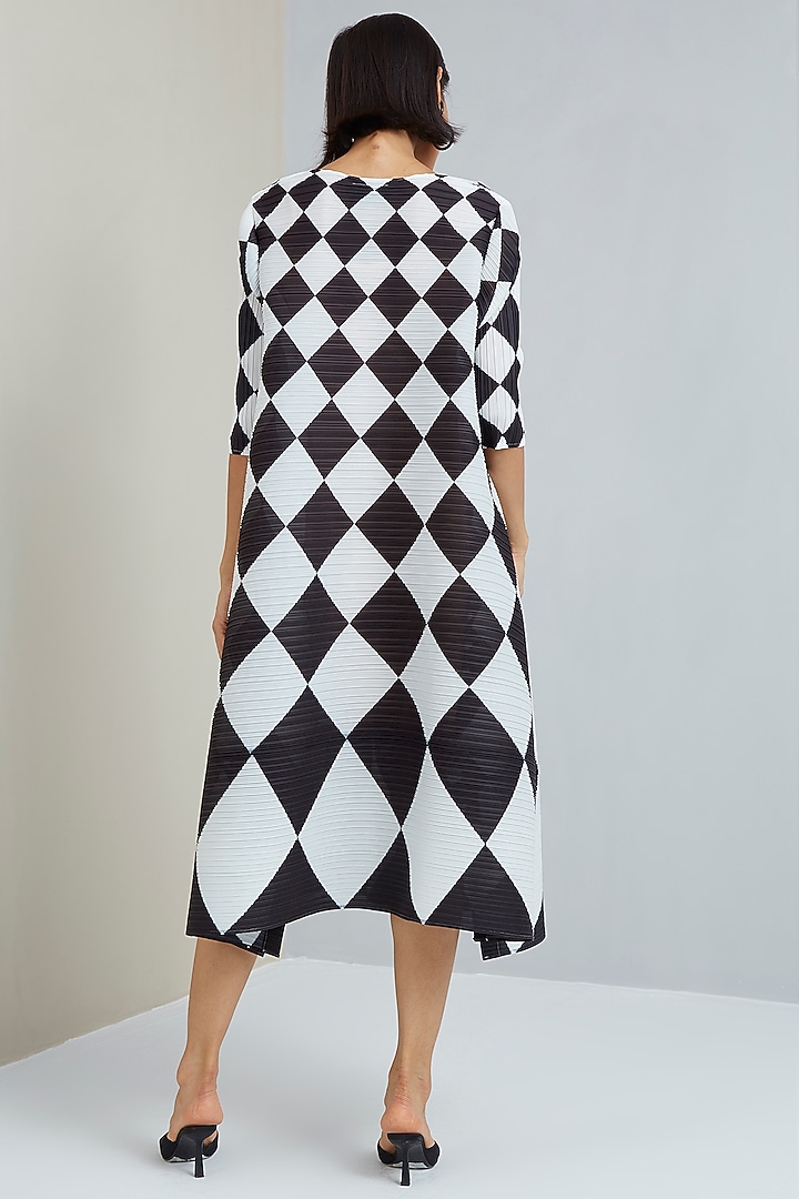 Black & White Polyester Flared Summer Dress by Scarlet Sage at Pernia's Pop Up Shop