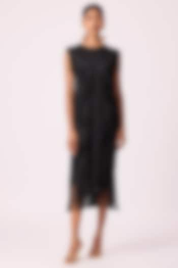 Black Polyester Midi Dress by Scarlet Sage at Pernia's Pop Up Shop