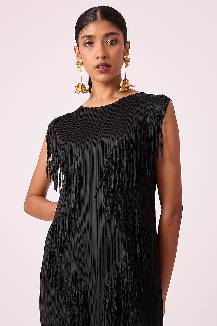 Black Polyester Midi Summer Dress by Scarlet Sage at Pernia's Pop Up Shop