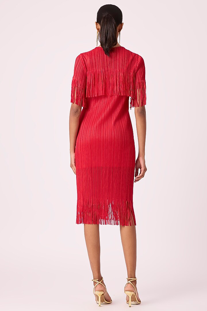 Red Polyester Fringe Sheath Summer Dress by Scarlet Sage at Pernia's Pop Up Shop
