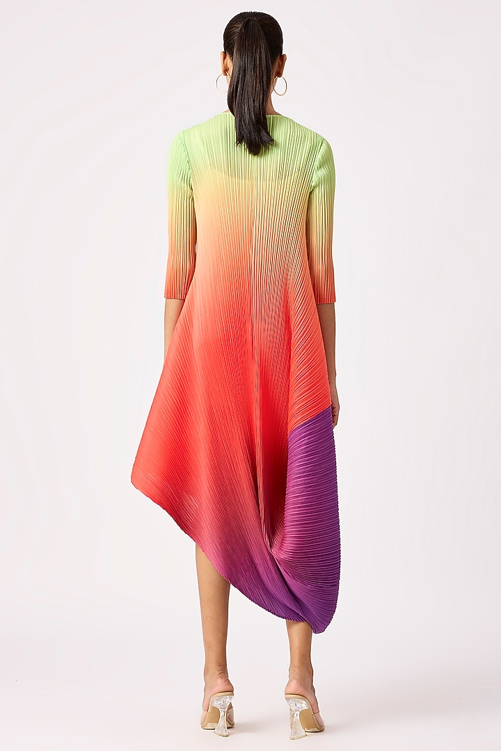 Multi-Colored Polyester Ombre Asymmetric Cowl Summer Dress by Scarlet Sage at Pernia's Pop Up Shop