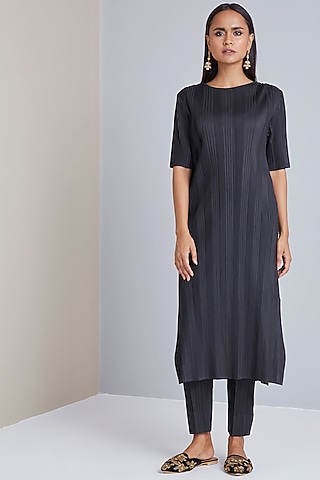 Black A-Line Kurta Set by Scarlet Sage