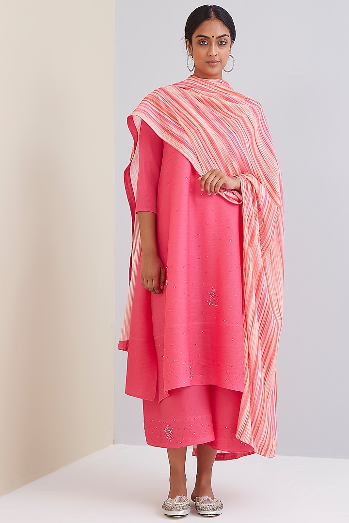 Hot Pink Fit & Flare Kurta Set by Scarlet Sage at Pernia's Pop Up Shop