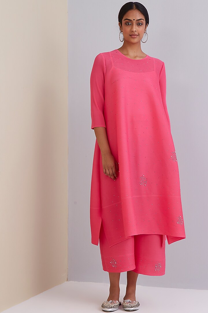 Hot Pink Fit & Flare Kurta Set by Scarlet Sage at Pernia's Pop Up Shop