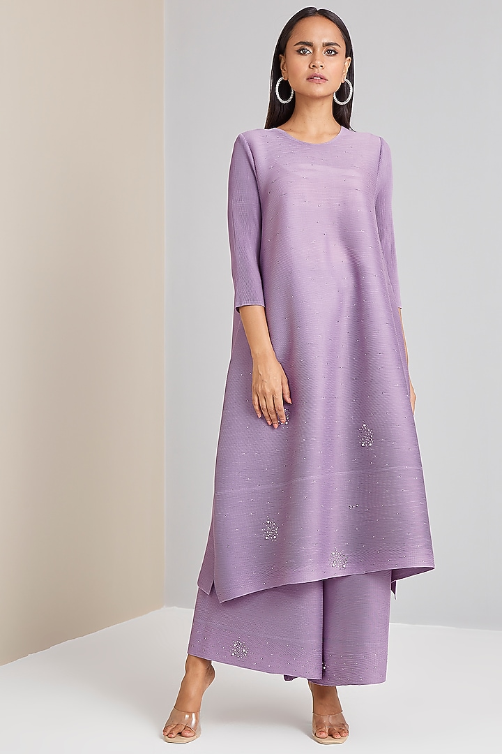 Lilac Fit & Flare Kurta Set by Scarlet Sage at Pernia's Pop Up Shop
