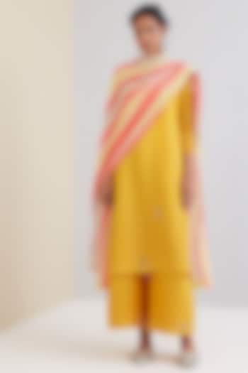 Yellow Fit & Flare Kurta Set by Scarlet Sage at Pernia's Pop Up Shop