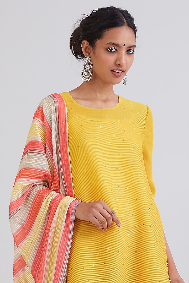 Yellow Fit & Flare Kurta Set by Scarlet Sage at Pernia's Pop Up Shop