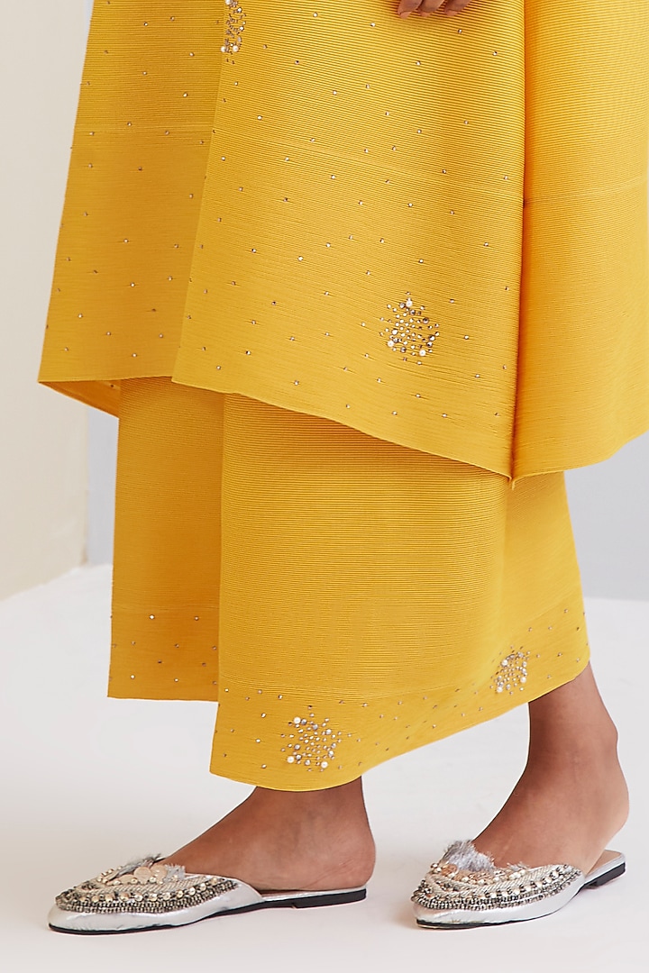 Yellow Fit & Flare Kurta Set by Scarlet Sage at Pernia's Pop Up Shop