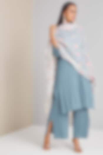 Slate Blue Green A-Line Kurta Set by Scarlet Sage at Pernia's Pop Up Shop