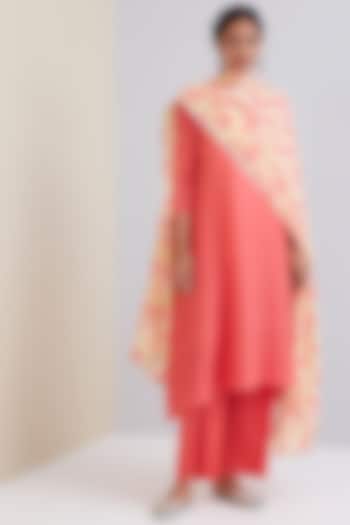 Taffy Pink Fit & Flare Kurta Set by Scarlet Sage at Pernia's Pop Up Shop