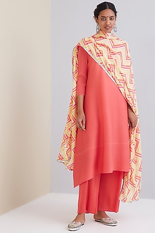 Taffy Pink Fit & Flare Kurta Set by Scarlet Sage