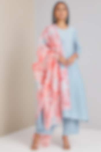Light Blue A-Line Kurta Set by Scarlet Sage at Pernia's Pop Up Shop