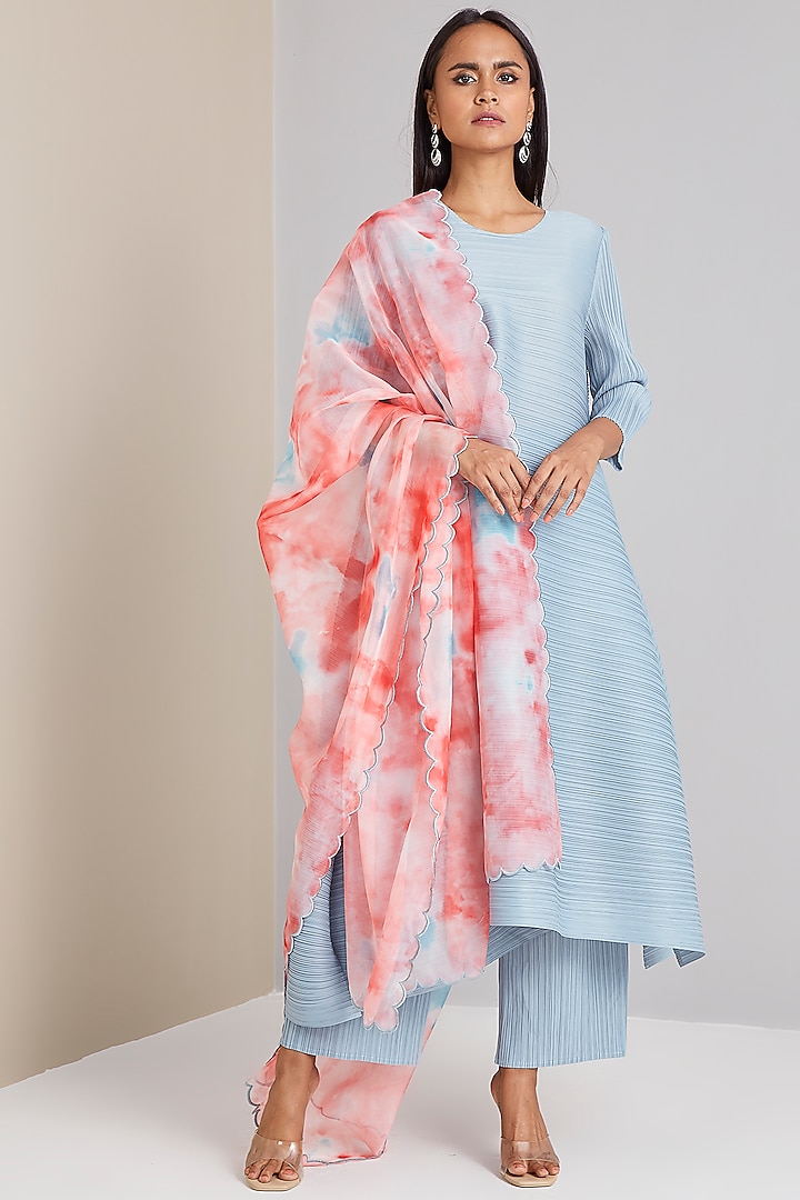 Light Blue A-Line Kurta Set by Scarlet Sage at Pernia's Pop Up Shop