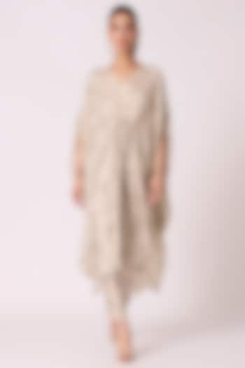Ivory Polyester Textured Kaftan-Style Tunic Set by Scarlet Sage at Pernia's Pop Up Shop