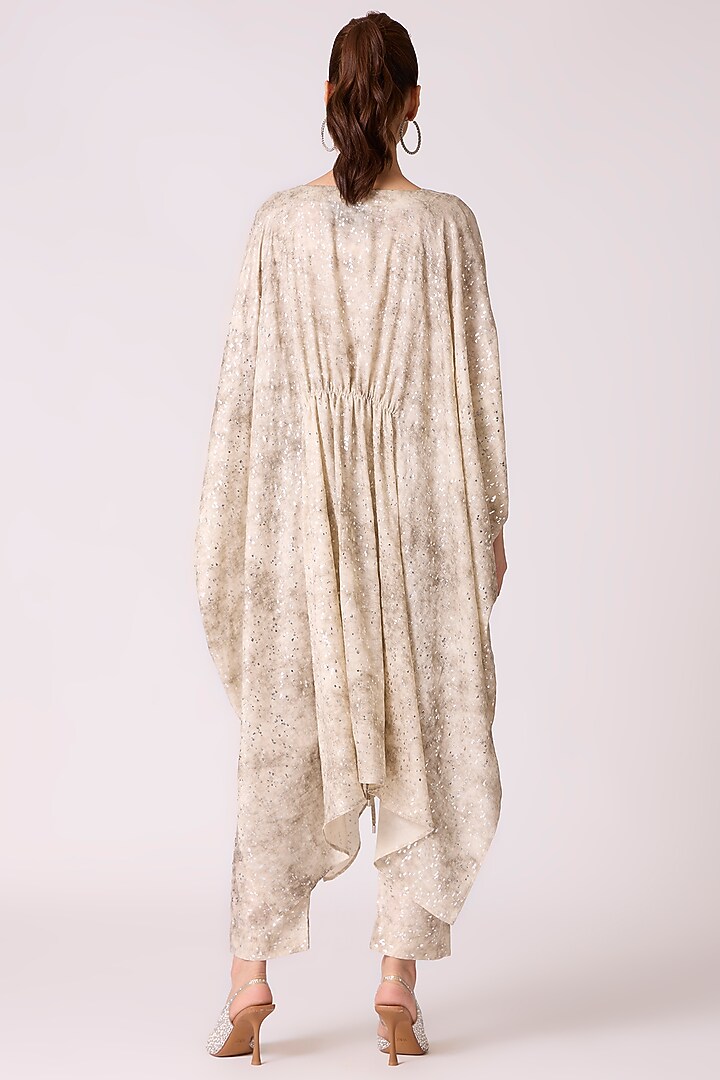 Ivory Polyester Textured Kaftan-Style Tunic Set by Scarlet Sage at Pernia's Pop Up Shop