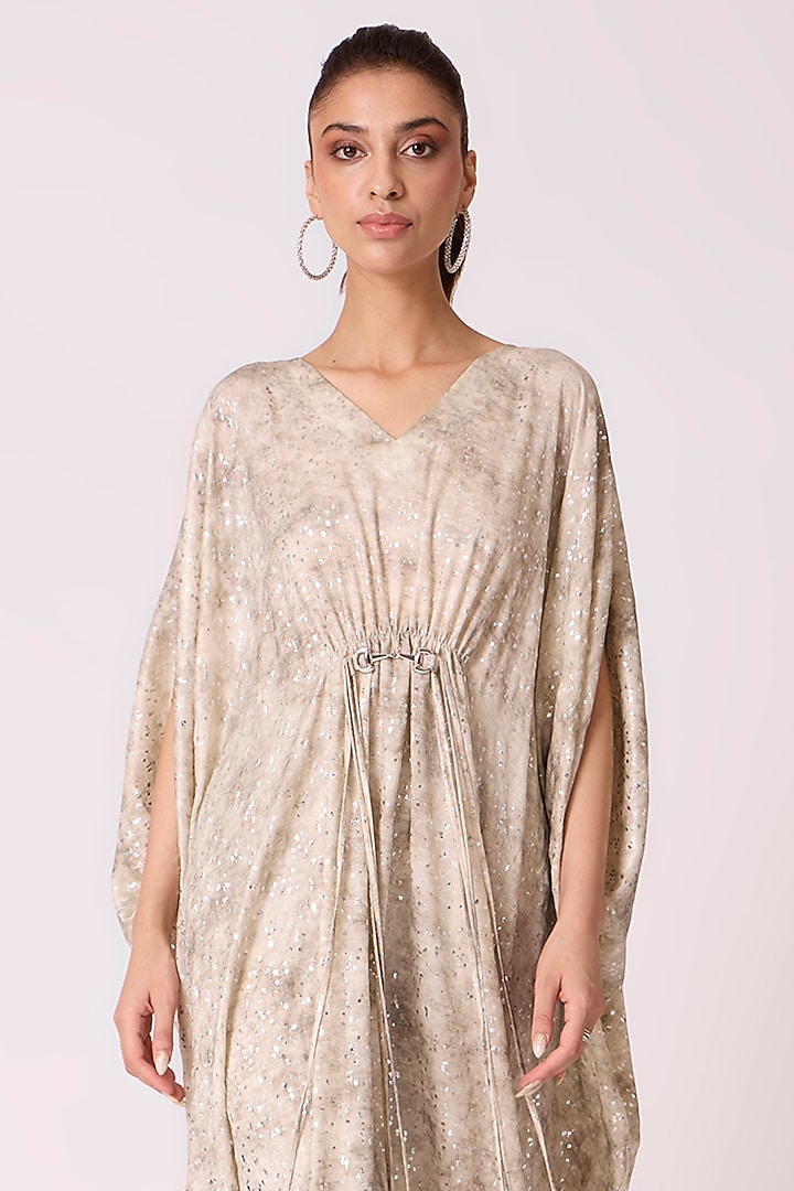 Ivory Polyester Textured Kaftan-Style Tunic Set by Scarlet Sage at Pernia's Pop Up Shop