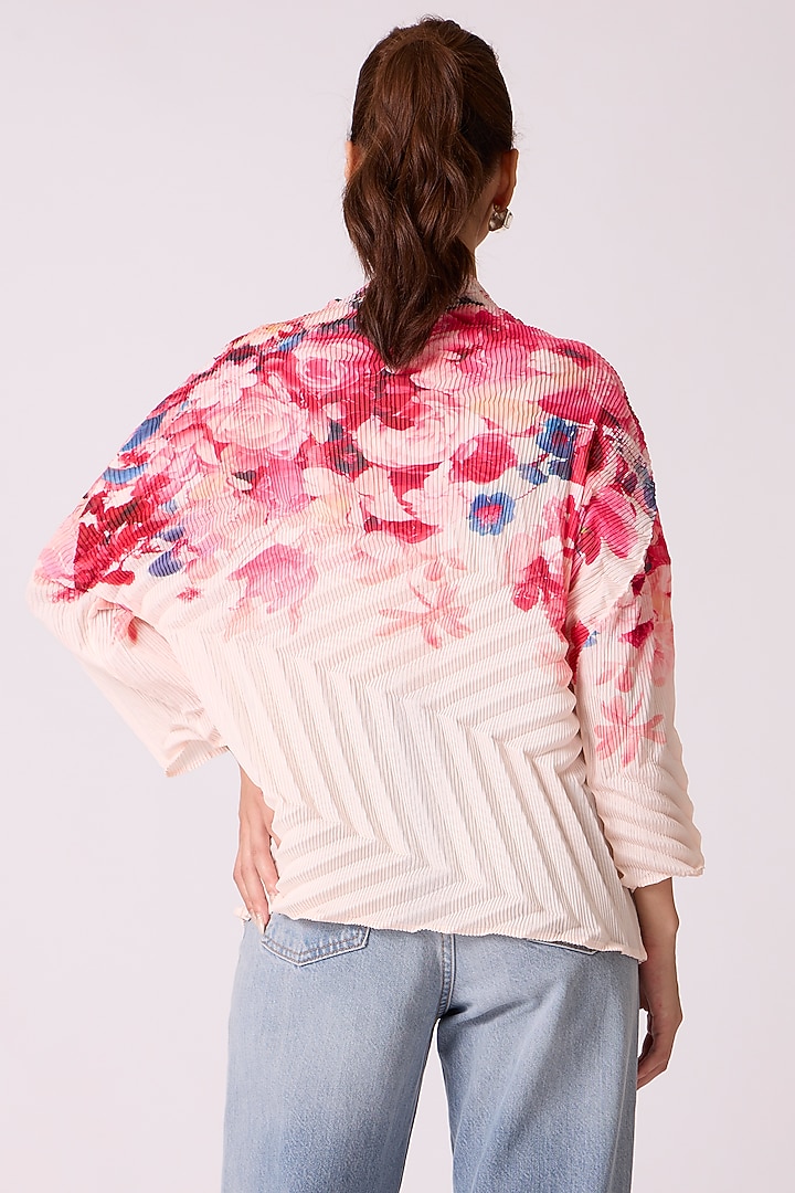 Blush Pink Polyester Floral Printed Pleated Shirt by Scarlet Sage at Pernia's Pop Up Shop