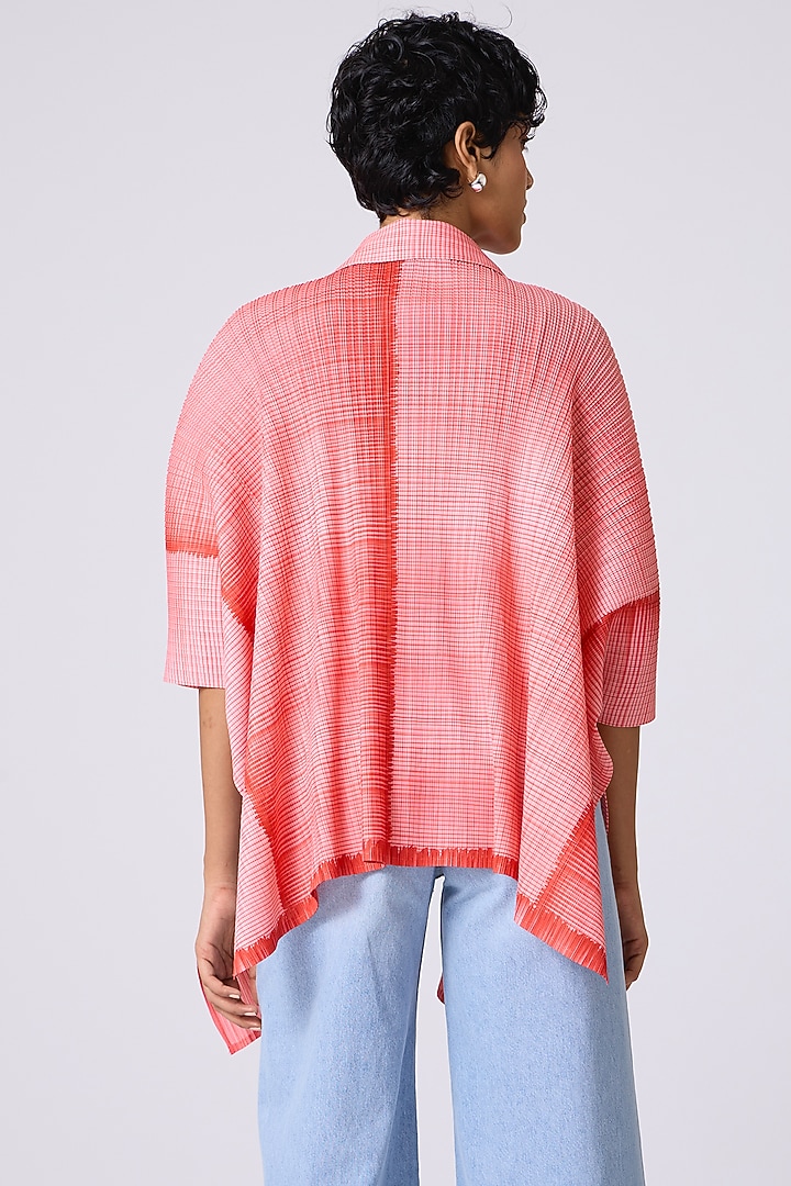 Coral Sorbet Polyester Abstract Printed Asymmetric Shirt by Scarlet Sage at Pernia's Pop Up Shop