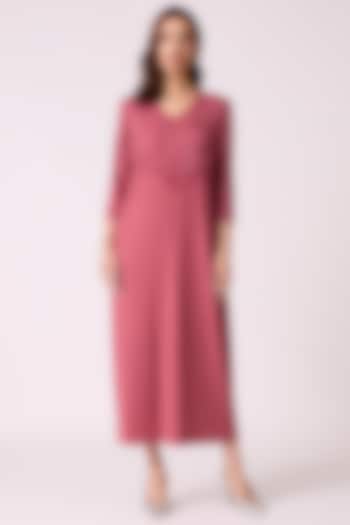 Dull Rose Polyester Fringed Midi Summer Dress by Scarlet Sage at Pernia's Pop Up Shop