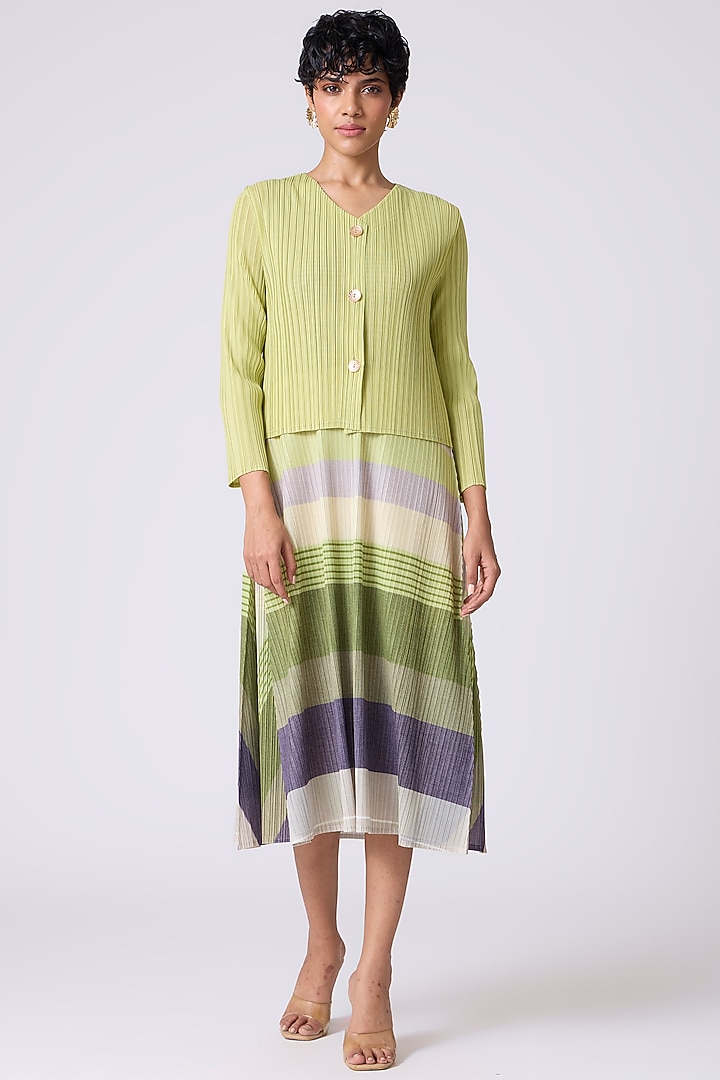 Multi-Colored Polyester Midi Summer Dress With Cardigan Jacket by Scarlet Sage at Pernia's Pop Up Shop