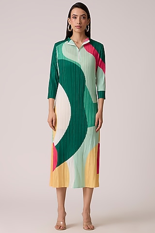 Multi-Colored Polyester Midi Dress by Scarlet Sage