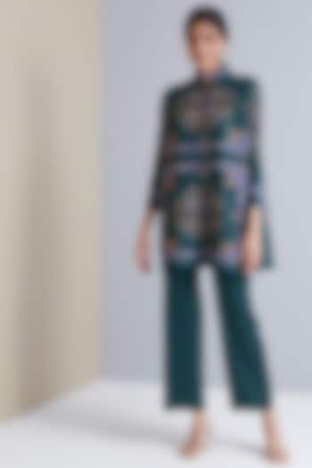 Forest Green Polyester Deco-Inspired Printed Co-Ord Set by Scarlet Sage at Pernia's Pop Up Shop