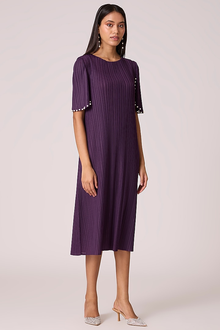 Deep Purple Polyester Shift Midi Summer Dress by Scarlet Sage at Pernia's Pop Up Shop 2026 Deep Purple Polyester Shift Midi Summer Dress by Scarlet Sage at Pernia's Pop Up Shop 2026