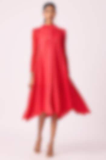 Red Polyester Summer Dress by Scarlet Sage at Pernia's Pop Up Shop